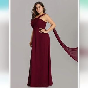 NWT Ever-Pretty One Shoulder Ruched Empire Waist Chiffon Maxi 18W *AA-1472
